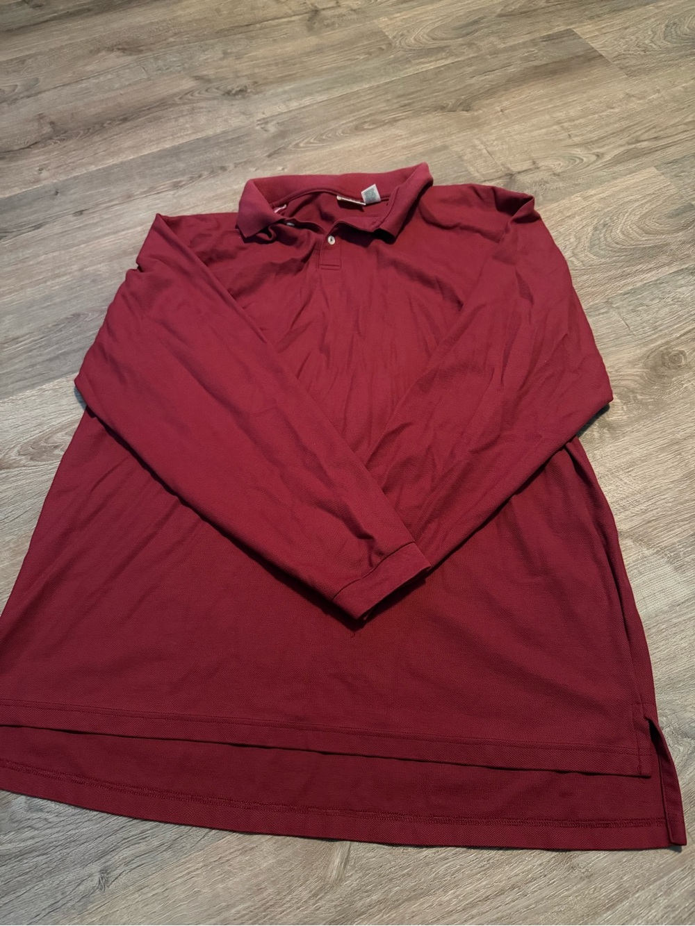 L.L. Bean Men's Long Sleeve Polo in Deep Burgundy